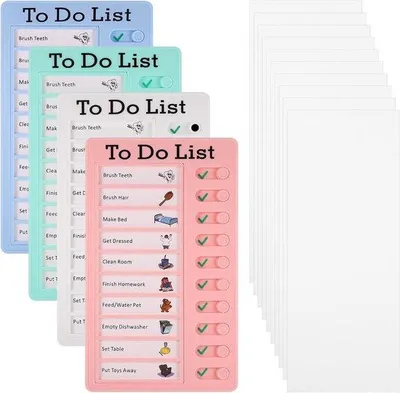 Productafbeelding van Checklist Bord - Dagplanning Takenlijst - Gedrag Ontwikkelen - Afneembaar Ontwerp - 20.5 cm - Wit