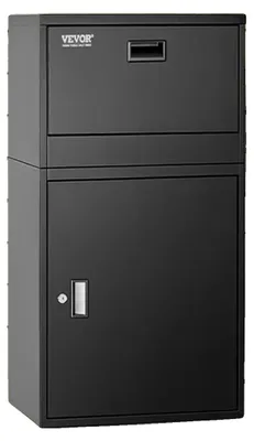 Produktbild von Paketbriefkasten, 500 x 398 x 980 mm, verzinkter Stahl, Schlüsselverschluss, Diebstahlschutzdesign, Schwarz