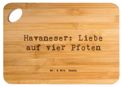 Produktbild von Mr. & Mrs. Panda Frühstücksbrett Spruch Havaneser Liebe - Transparent - Geschenk, Pflege, Schneidebrett, Zuneigung, Hunderassen Vielfalt, Begleiter, Holzbrett, Hackbrett