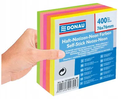 Produktbild von Donau Haftnotizen Neon 76x76mm 400 Blatt