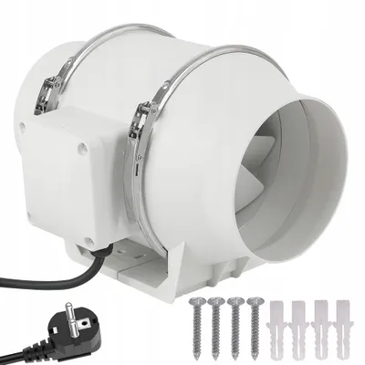 Produktbild von Kanálový odsávací ventilátor, výkonný řadový odsávací ventilátor, 100 mm, 45 W, 2600 ot/min, 150 m3h, tichý kanálový ventilátor pro koupelny, WC, kuchyně
