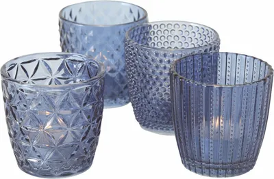 Produktbild von Windlicht MARILU - 4 teilig - Glas lackiert - Farbe: blau