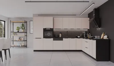 Produktbild von Winkelküche ARONA 350x290 cm Küchenzeile Eckküche Küche Kaschmir beige + Schwarz