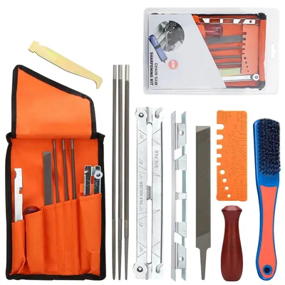 Produktbild von Solidchoice – Professioneller Kettenfräser – Schleifsatz für Kettensägen – 11-teilig und komplett – Ideal für Hobbyanwender und Profis – Effizient…