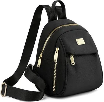 Image de Petit sac à dos élégant pour femme, noir, avec de nombreux compartiments