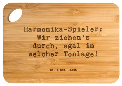 Produktbild von Mr. & Mrs. Panda Holzbrettchen Spruch Harmonika Spieler - Transparent - Geschenk, Spaß, Lernen, Schneidebrett, Holzbrett, Frühstücksbrettchen, jausenbrett, Musik, Musiker