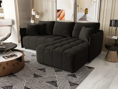 Produktbild von Ecksofa Schlafsofa TREVISO Stoff Monolith Dunkelgrau Ottomane Rechts