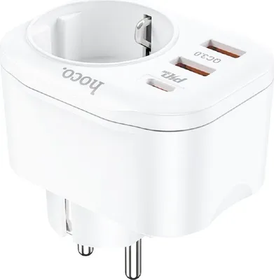 Obrázok produktu pre Multifunkčná nabíjačka HOCO Type C PD 20W + 2x USB QC3.0 3A + zásuvka NS3 biela