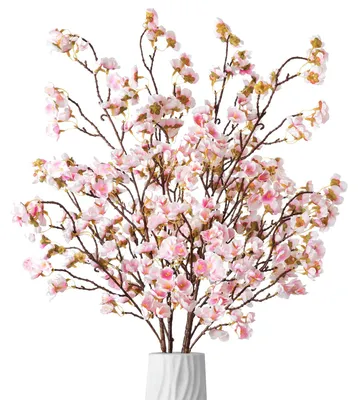 Image de 4 branches artificielles de fleurs de cerisier pour la décoration