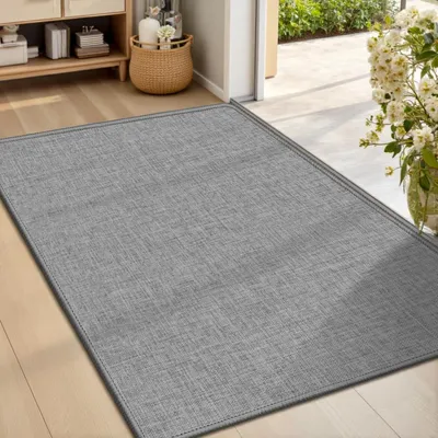 Image de Paillasson intérieur, 60 x 90 cm, lavable, antidérapant, gris