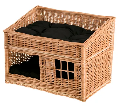 Immagine prodotto di Casetta rettangolare per gatti in colore naturale Cesto per gatti in salice 56X36 H32/42 CM