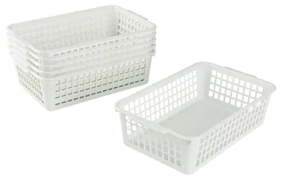 Produktbild von Aufbewahrungskorb 25 x 16 x 7 cm, 1,8 l, 6-teiliges Set – Vielseitiger Korb aus robustem Kunststoff (BPA-frei) – Aufbewahrungsbox für Küche und Bad – Haushaltskorb