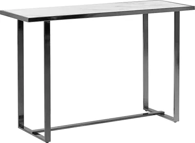 Obrázok produktu pre BELIANI Konzolový stolík biely a strieborný tvrdené sklo oceľ 120 x 40 cm efekt mramoru kovové nohy glamour moderná obývačka predsieň