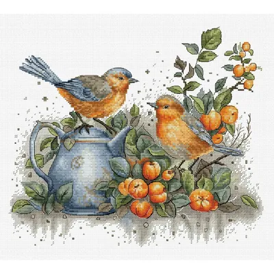 Image de Luca-S kit de broderie au point de croix "Chant des oiseaux", motif à compter, 26x23cm
