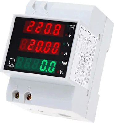 Zdjęcie produktu dla KKmoon AC80-300V 100A wielofunkcyjny cyfrowy miernik prądu, napięcia, współczynnika mocy na szynę DIN amperomierz woltomierz