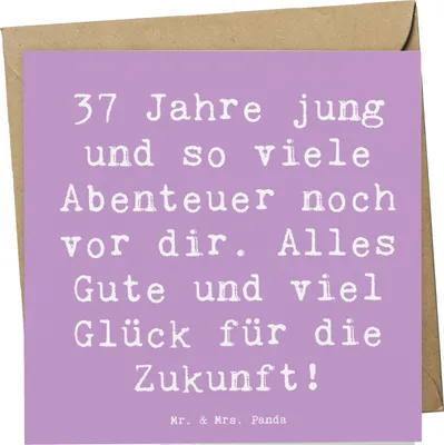 Produktbild von Mr. & Mrs. Panda Grußkarte Spruch 37. Geburtstag Abenteuer - Lavendeltraum - Geschenk, faltkarte, anlasskarte, Glückwunschkarte, Klappkarte, Geburtstagsgeschenk, Freude
