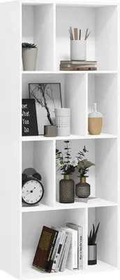 Obrázok produktu pre Knižnica Happyment Daria OPEN – 8 priehradiek – biela – knižnica – obývačka, spálňa a detská izba – drevo – 60 x 143 x 29 cm