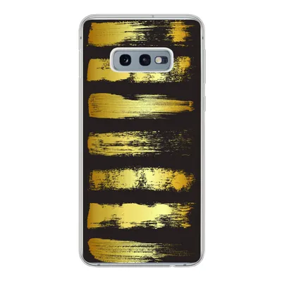 Produktbild von MuchoWow® Handyhülle Schutzhülle Hülle für Samsung Galaxy S10e Goldene Streifen auf schwarzem Hintergrund Silikon Softcase Handy Hülle - Handy