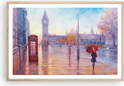 Produktbild von Gerahmtes Poster - Rahmen in heller Eiche - Groß Ben Regenschirm - 91,5x61 cm - Wand Bild - Wanddeko - Wandbilder - Kunstposter - Wandposter - Bilderrahmen - Bilder - Kunstdruck - P2NAA91x61-4394