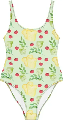 Produktbild von Mr. & Mrs. Panda Swimsuit Küchenmagie Design Größe S - Weiß - Geschenk, Limette, Muster, Schwimmanzug, Badeanzug, Küche, Kräuter, Bademode, Tomaten, Badebekleidung