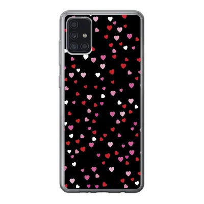 Produktbild von MuchoWow® Handyhülle Schutzhülle Hülle für Samsung Galaxy A52 5G Eine Illustration mit Herzen auf einem schwarzen Hintergrund Silikon Softcase Handy Hülle - Umschlag