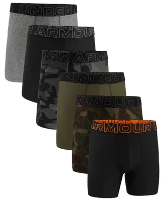 Produktbild von UNDER ARMOUR Herren Boxershorts, 6er Pack - Performance Tech Boxer Briefs - Novelty 6 in, Camouflage, Stretch Schwarz/Grau/Schwarz/Grün/Orange 2XL