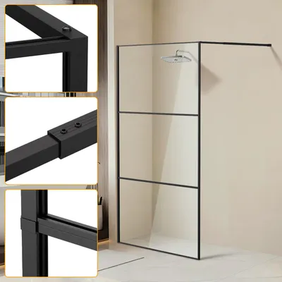 Produktbild von Jayseuw Duschabtrennung 100X200cm Duschwand für Dusche Walk-In Dusche ESG-Sicherheitsglas 5mm Schwarze