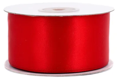 38mm breites, 20m langes, doppelseitig glänzendes rotes Satinband auf Rolle. Für Bastelprojekte und Geschenkverpackungen