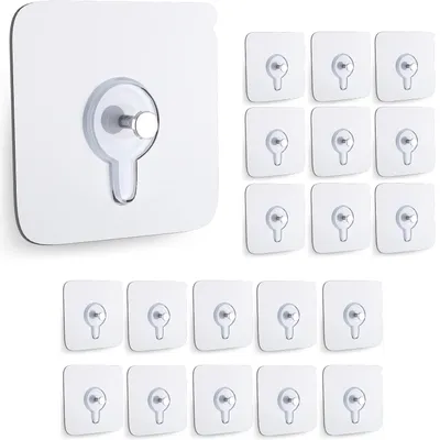 Image de INF 20 Crochets Adhésifs pour Cadres, Fixation Murale Sans Clous