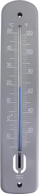 Productafbeelding van Buiten thermometer - 380mm tuinthermometer voor gebruik in de tuin, kas, terras, zonneterras of aan de muur. Klassieke thermometer voor het meten van zowel binnen- als buitentemperatuur (grijs)