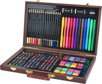 Image de ISO 6072 Coffret en bois pour petits peintres 81 pièces