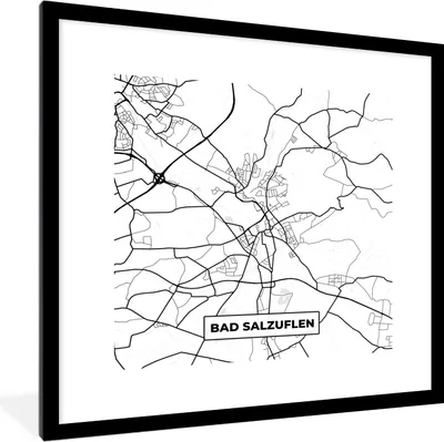 Produktbild von MuchoWow® Gerahmtes Poster Karte - Bad Salzuflen - Stadtplan - Wegbeschreibung 40x40 cm - Poster mit Schwarzem Bilderrahmen Wandposter Rahmen Foto Bilder - Poster - Plakat im Rahmen