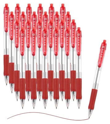 Produktbild von Set mit 24 ausziehbaren Kugelschreibern mit roter Tinte