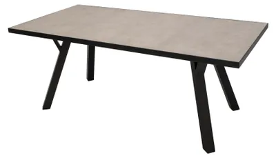 Produktbild von Tisch rechteckig 180x90 cm Aluminium Dunkelgrau Tischplatte Glas Keramikoptik