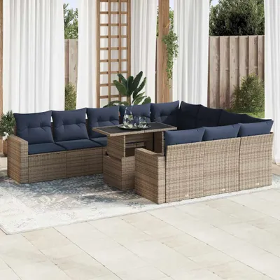 Produktbild von Möbel 11-tlg. Garten-Sofagarnitur mit Kissen Schwarz Poly Rattan - Gartenmöbelgarnituren 3326392