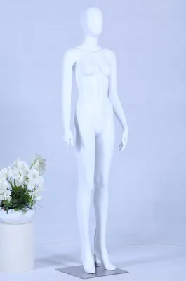 Produktbild von Schaufensterpuppe S+26 Frau weiß matt lackiert hochwertig Egghead mit Metallplatte Frau Weiblich