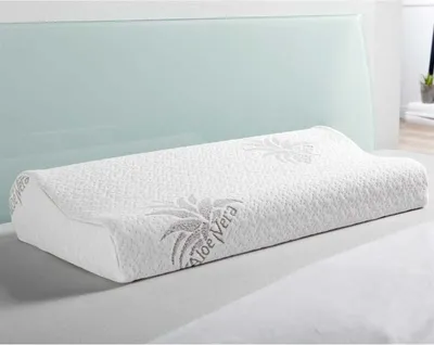 Produktbild von Nackenstützkissen ( 60cm x 30cm x 10/7cm ), Nackenkissen mit Memory-Effekt, abnehmbarer Bezug, Aloe Vera veredelt, Gesundheitskissen