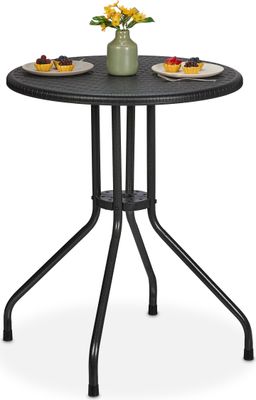relaxdays Runder Gartentisch in Rattanoptik