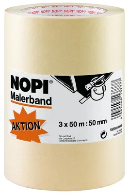Produktbild von tesa NOPI Krepp, braun, 50 m x 50 mm | Packung (3 Rollen)