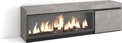 Produktbild von TV-Schrank, Lowboard, 158x35x45cm, Für TV-Geräte bis zu 65", Elektrokamin XXL, Zementgrau