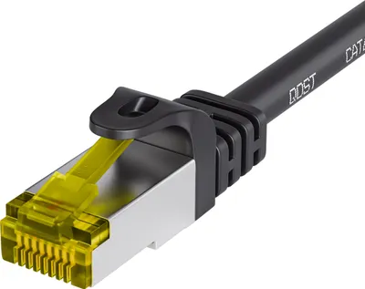 Obrázek produktu pro Qost - CAT7 10G internetový kabel - SFTP PIMF - 10 Gbps / 600 MHz - 100% měď - RJ45 konektory - Patch kabel / Síťový kabel - 30 metrů - černá