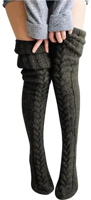 Productafbeelding van Overknee-sokken - Extra lange gebreide sokken - Warme winterkousen - Rekbare kousen - Meisjes/kousen - Voetlengte 25 cm, slanghoogte 75 cm - Kniekousen
