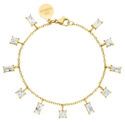 Produktbild von Purelei Powder Armband (Gold, Silber), Damen Armband aus langlebigem Edelstahl, Wasserfester Schmuck mit kleinen Schmuckstein-Anhängern (Zirkonia), 16-19 cm Länge verstellbar (Silber) (Gold)