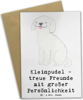 Produktbild von Mr. & Mrs. Panda Klappkarte Kleinpudel Freunde - Weiß - Geschenk, Familienhund, hochzeitskarten, Hunderassen Vielfalt, einladungskarten, pelzige Begleiter, Charakter