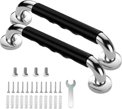 Produktbild von 2 Stück Haltegriffe für Senioren, Rutschfreier Haltegriff, Edelstahl Dusche Badewannengriff Wandmontage für Senioren, Kinder - 30CM
