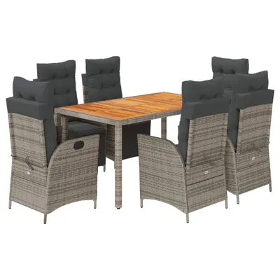 Obrázek produktu pro vidaXL 7dílný zahradní jídelní set s polštáři Grey Poly Rattan