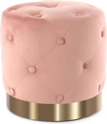 Produktbild von QIYANO Pouf gesteppter Sitzhocker Samt Schminktisch Deko für Wohnzimmer Schlafzimmer in Rosa