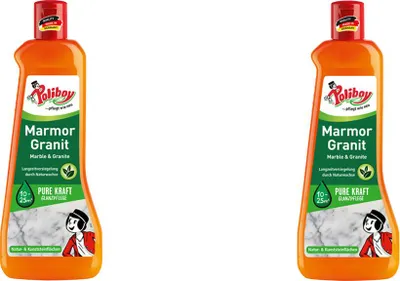 Produktbild von Poliboy Marmor & Granit Pflege 2er Set - 1L, Inhalt jeweils 500ml - streifenfreier Glanz mit Langzeitversiegelung