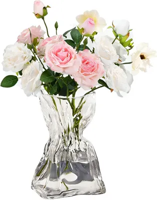 Image de Vase en verre transparent, de 20 cm de hauteur, idéal pour un salon