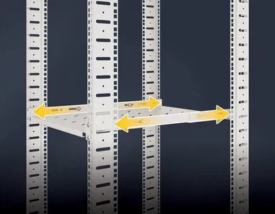 Immagine prodotto di Pannello da 19 pollici con guide regolabili, profondità 350 mm, grigio - Installazione in armadio server